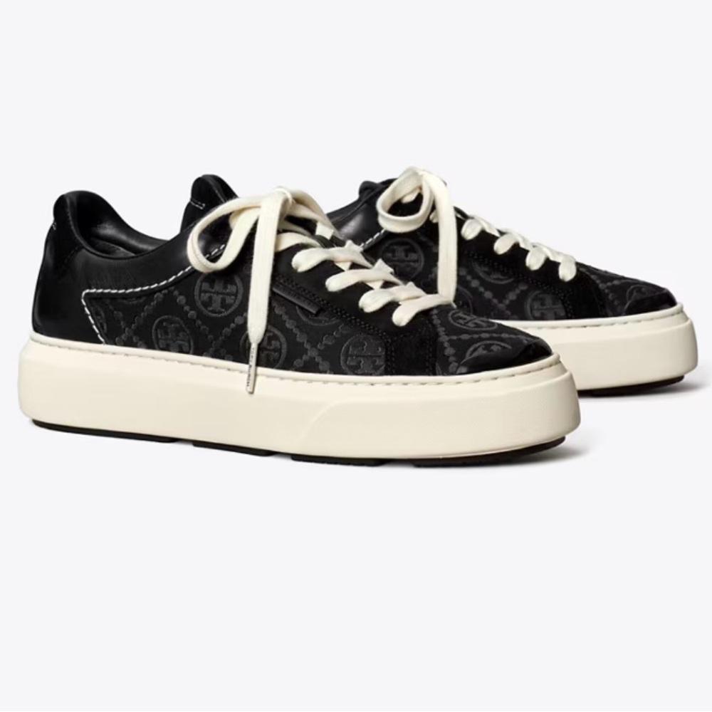Tory Burch T MONOGRAM LADYBUG SNEAKER INVERTED BLACK/PERFECT BLACK Size 7